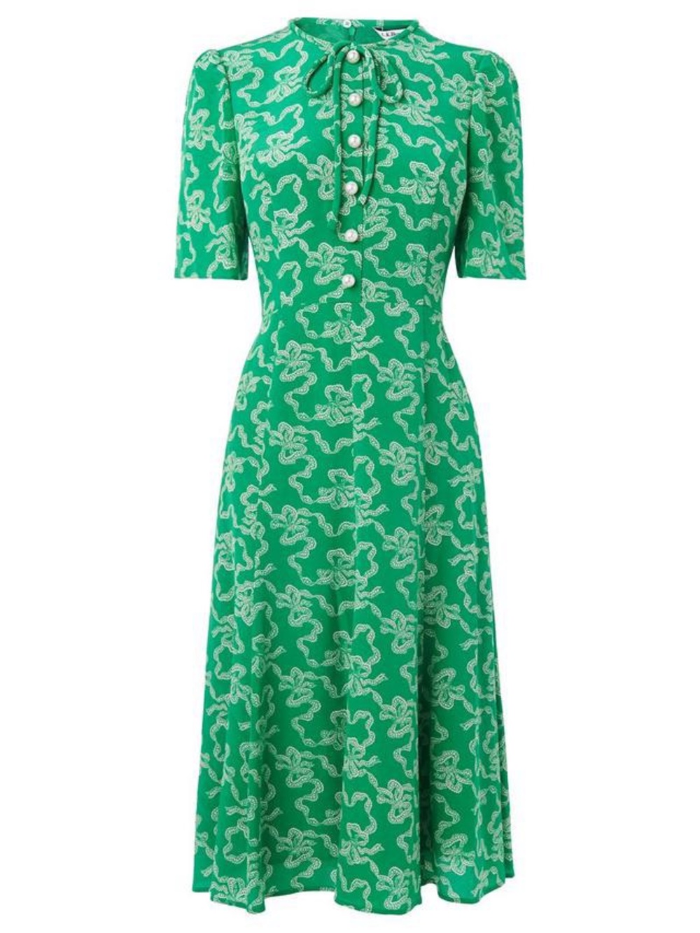 L.K. Bennett Montana Silk Dress Green, UK 10, US 6